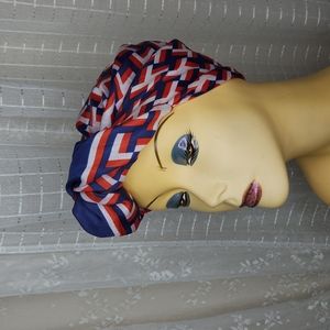 VINTAGE 50's 60's bohemian scarf groovy union made geometric pattern head wrap